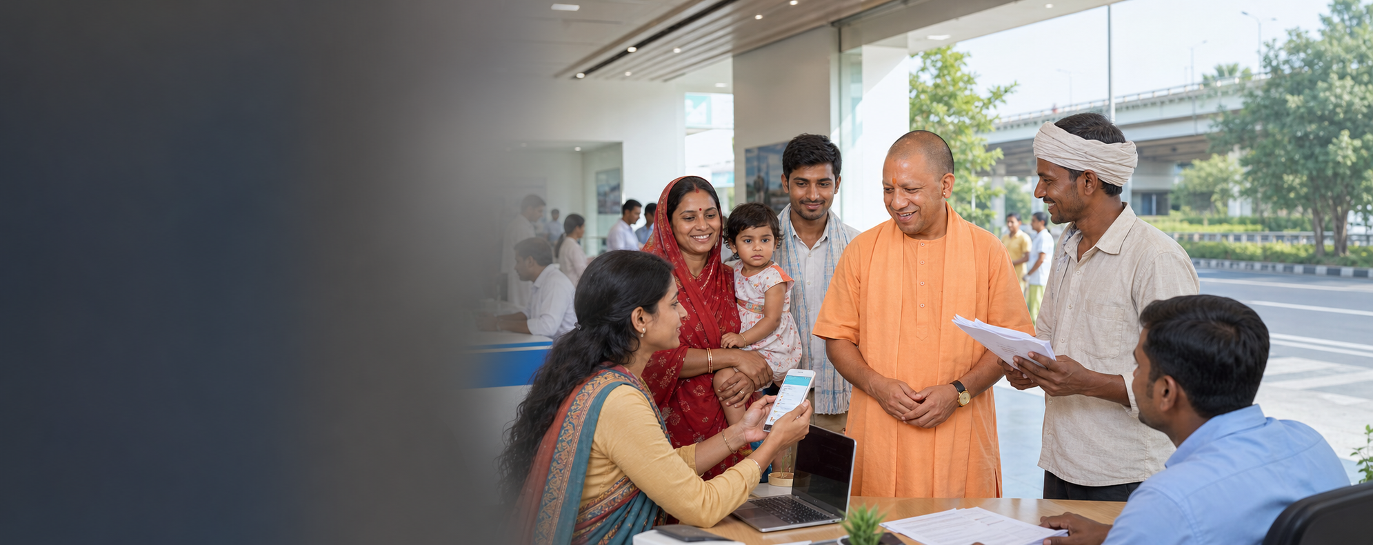 Yogi Adityanath meeting Uttar Pradesh residents as they access digital and public services
