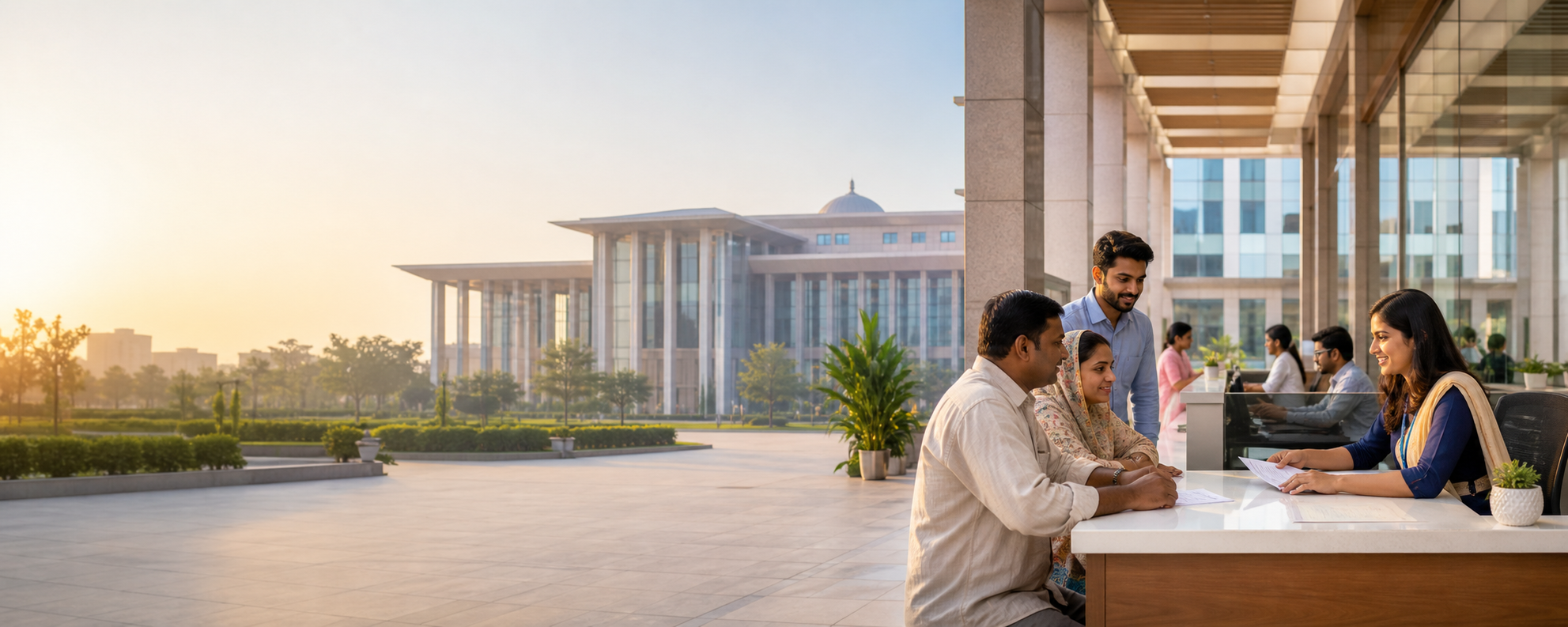 Citizens being assisted at a modern public service centre in Uttar Pradesh